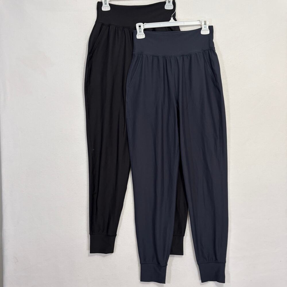Old Navy Joggers Womens Size Small TALL Set of TWO Black Blue Hi Rise Pockets